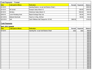 Housing society management excel sheet template